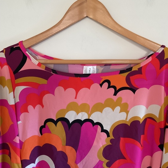Trina Turk Fan Faire Multicolor Pink Boatneck Tunic Swim Cover Up Dress L $152 - Picture 2 of 11